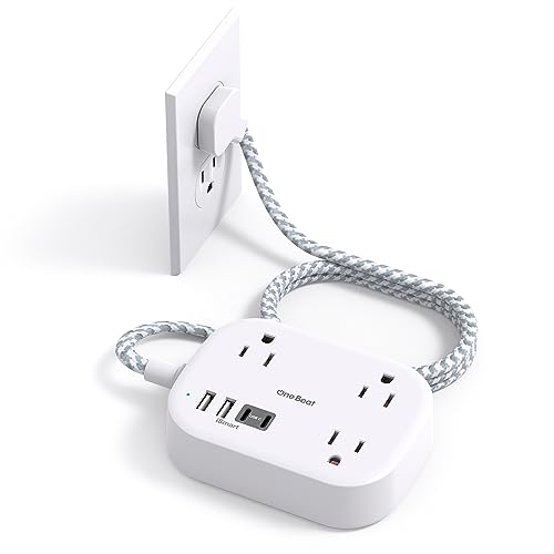 One Beat 4.1"L x 3.2"W OB3WC2 Power Strip, 3 Outlets, 4 USB Ports, 125 Volts, 15 Amps, Compact, Mountable, ETL Certified