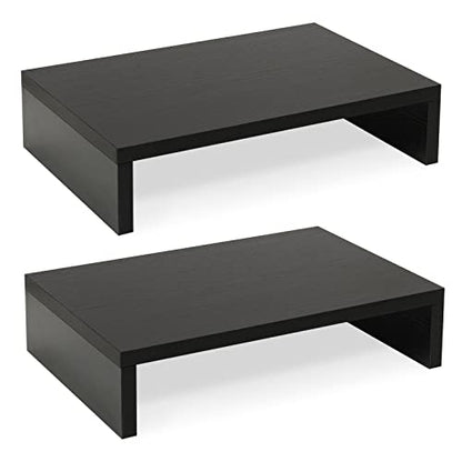 TEAMIX 2 Tier Adjustable Monitor Stand DS400Bx2 Black Wood