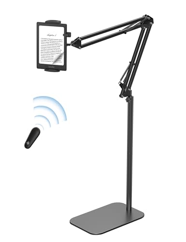 VOLTIFYMAX Floor Stand Tablet Holder Adjustable Remote Page Turner Black