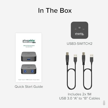 Plugable 3 Port USB 3.0 Switch USB-A KVM Switch USB 2.0 5Gbps Plastic