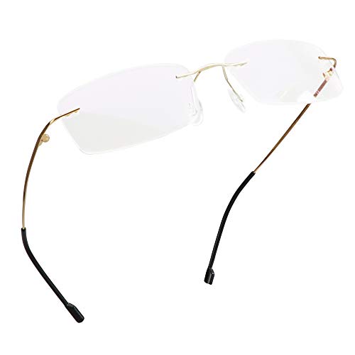 LifeArt 1 Count 858_(jin)+0.00 Lens 51mm x 29mm Blue Light Blocking Rimless Reading Glasses
