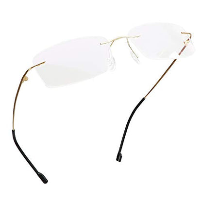 LifeArt 1 Count 858_(jin)+0.00 Lens 51mm x 29mm Blue Light Blocking Rimless Reading Glasses