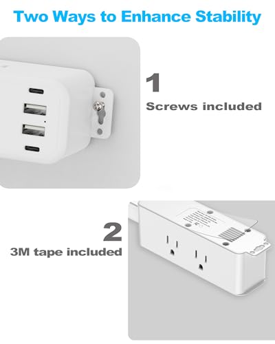 Olcorife 6-Outlets Power Strip with 4 USB Ports, Surge Protection, Extender Stick 22-34 inches