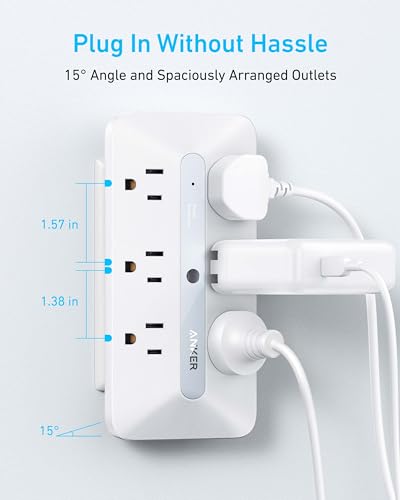 Anker 10-Port Power Strip A9251 300 Joules Surge Protection 15 Amps USB A&C
