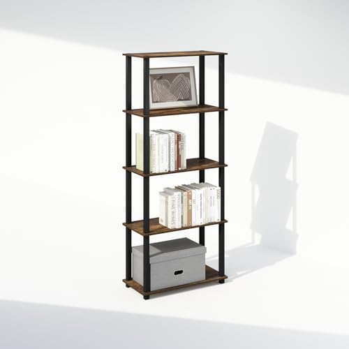 Furinno 2-Pack 3-Tier Storage Shelf Model 218025APBK Freestanding Toolless Engineered Wood Amber Pine