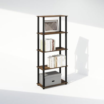 Furinno 2-Pack 3-Tier Storage Shelf Model 218025APBK Freestanding Toolless Engineered Wood Amber Pine