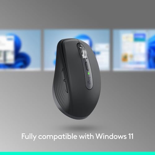 Logitech MX Anywhere 3S Compact Wireless Mouse, 8000 DPI, Bluetooth, USB-C, Graphite