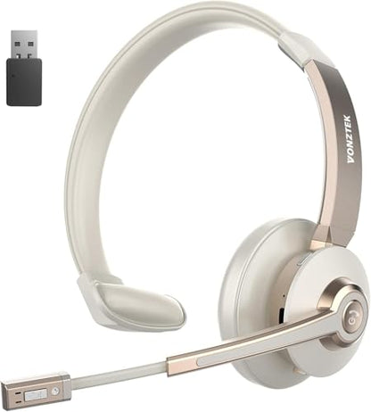 Vonztek BT783BJ-DG Wireless Headset 5.0 Bluetooth 49 Feet Noise Cancellation Communication Headset