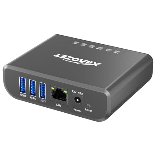 Xiiaozet 3.54 x 2.76 x 0.98 LK301E USB Device Server 3-Port IP Sharing Hub