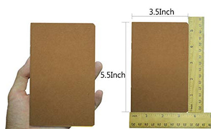 Yansanido 12 Count 5.5 x 3.5 Inches Brown Softcover Pocket Notebook 64 Pages 70 GSM 8 mm Ruled