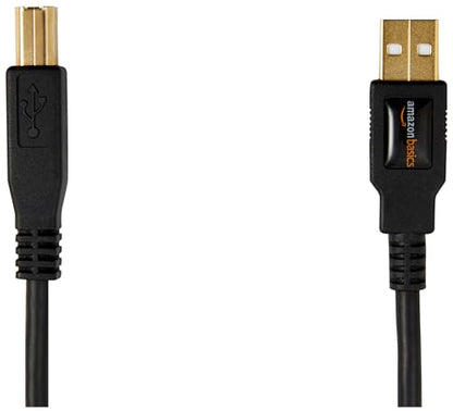Amazon Basics 10 Foot USB 2.0 Printer Cable A-Male to B-Male, 480 Mbps, Black