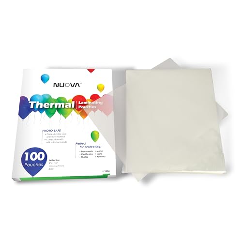 Nuova 9" x 11.5" Laminating Pouches Letter Size 100 Count Thermal 3 mil