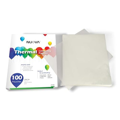 Nuova 9" x 11.5" Laminating Pouches Letter Size 100 Count Thermal 3 mil