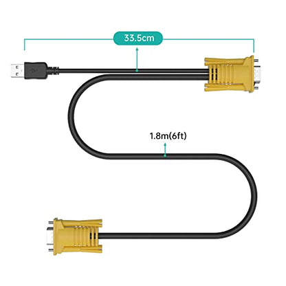 MT-VIKI 6ft KV18-2 USB VGA KVM Cable Connector Male-to-Male Data Transfer Indoor