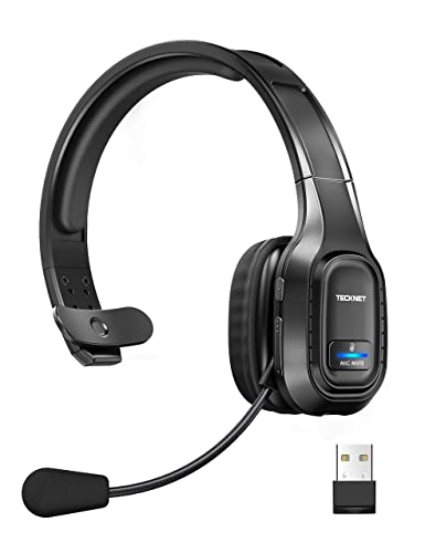 TECKNET Bluetooth Trucker Headset TK-HS001 Wireless Headphones with Microphone - On Ear - Black