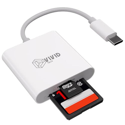 VIVID TECH 3.5" x 1.2" x 0.5" SD+microSD(TF) US Reader Dual Card Slots High Speed Transfer USB Type C Reader