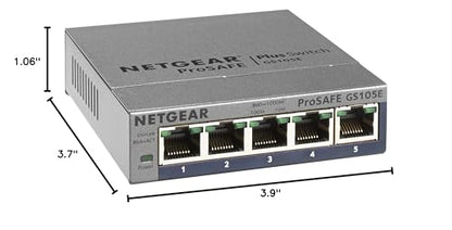 NETGEAR 5 Port Gigabit Ethernet Managed Switch GS105E-200NAS 12 Volts 1000 Mbps Plastic