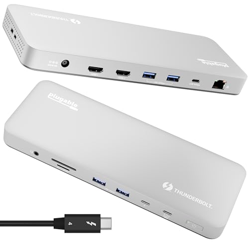 Plugable 13-in-1 Thunderbolt 4 Dock TBT-UDM Dual 4K HDMI 100W Charger 13 Ports USB-C USB-A 6x USB 4x HDMI