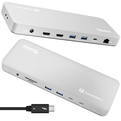 Plugable 13-in-1 Thunderbolt 4 Dock TBT-UDM Dual 4K HDMI 100W Charger 13 Ports USB-C USB-A 6x USB 4x HDMI