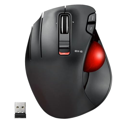 ELECOM M-XT4DRBK-G Wireless Optical Trackball Mouse, 6 Buttons, 1500 DPI, Left Handed, Ergonomic