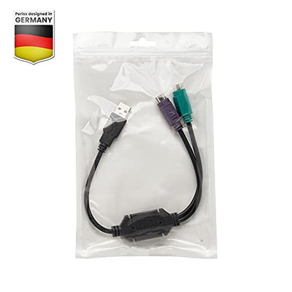 Perixx PERIPRO-401 PS2 to USB Adapter - 3 Ports - Black, Green, Purple - Limited