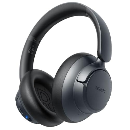 BERIBES WH305B Over-Ear Bluetooth Headphones with Active Noise Cancellation, 70 Hours Playtime, Wireless Connectivity, Interface, and Travel Case
