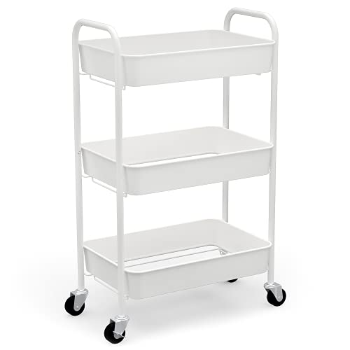 CAXXA 3-Tier Rolling Metal Storage Organizer SVQQPE Indoor Adult Utility Cart