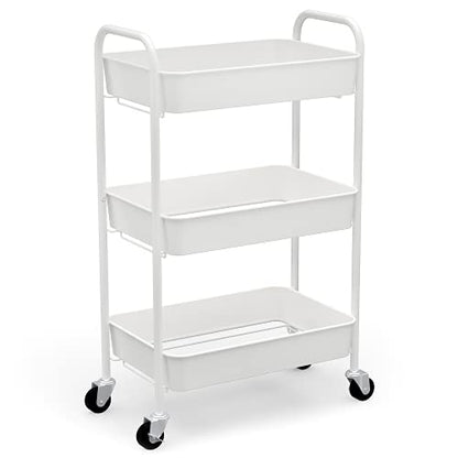 CAXXA 3-Tier Rolling Metal Storage Organizer SVQQPE Indoor Adult Utility Cart