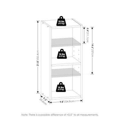 Furinno 2-Tier 22282 10-Inch Narrow Bookshelf Composite Wood Indoor Bookcase