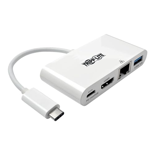 Tripp Lite USB-C Multiport Video Adapter Converter, HDMI 1080p, USB-A 3.2 Gen 1, USB-C PD, Gigabit Ethernet, 4 Ports, Model U444-06N-HGU-C
