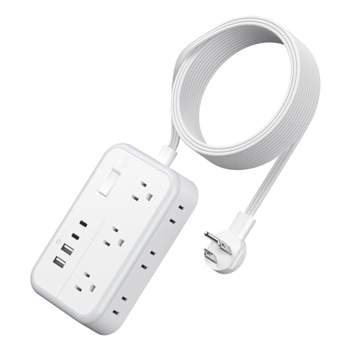 NTONPOWER 15ft Power Strip OSC-5A4U 240V 10 Outlets 4 USB Ports