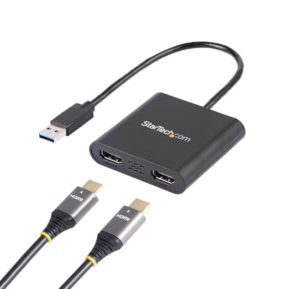 StarTech 12.4in USB-A 3.0 to Dual HDMI Adapter USB32HD2 4K 30Hz A/V Adapter