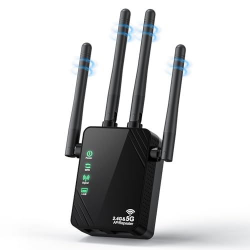 Venrk WiFi Extender 802.11a/b/g/n/ac 1200Mbps Dual-Band Wireless 12888ft² Coverage 1.3W x 2.5D x 2.1H