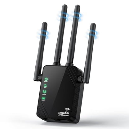 Venrk WiFi Extender 802.11a/b/g/n/ac 1200Mbps Dual-Band Wireless 12888ft² Coverage 1.3W x 2.5D x 2.1H