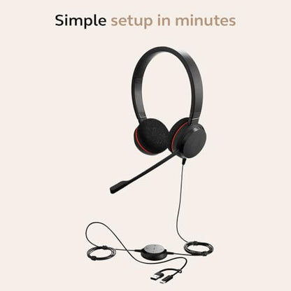 Jabra 4999-829-289-01 Evolve 20 Wired Headset Dual-Ear USB-C/A