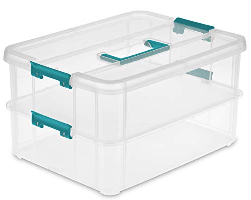 Sterilite 10.75" x 14.37" x 7.64" 2 Liter 2-Compartment Storage Container Model 1427CLR