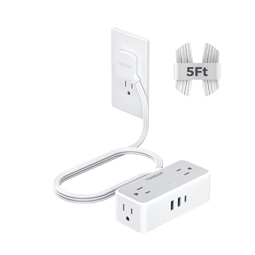 TESSAN 5 FT Extension Cord Model TS-1020-C with 4 AC Outlets and 3 USB Ports