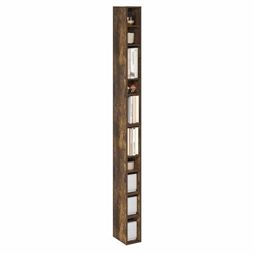 Furinno FULDA 10-Tier Bookcase, 78.74" Height, Amber Pine Finish, Engineered Wood Construction