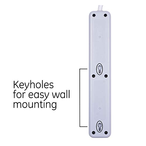 GE 6 Outlet Power Strip 2 Pack, 125 Volts, 15 Amps, 620 Joules Surge Protection, Model 46867