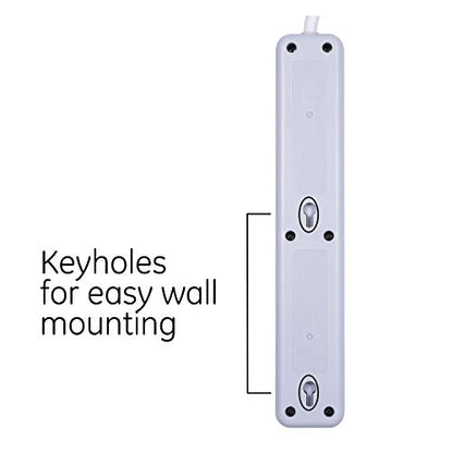 GE 6 Outlet Power Strip 2 Pack, 125 Volts, 15 Amps, 620 Joules Surge Protection, Model 46867
