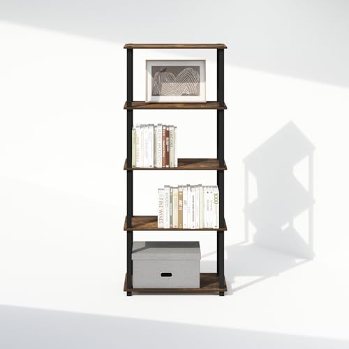 Furinno 2-Pack 3-Tier Storage Shelf Model 218025APBK Freestanding Toolless Engineered Wood Amber Pine