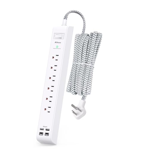 Mifaso 12.14x1.9in Surge Protector Power Strip MFS311T 6AC & 4USB 125V