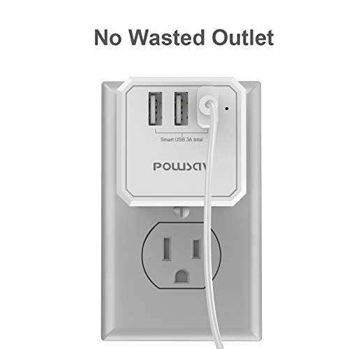 POWSAV 2.5"L x 1.9"W 1 NBW-119 125 Volts 15 Amps Compact USB Power Strip