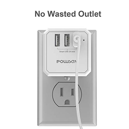 POWSAV 2.5"L x 1.9"W 1 NBW-119 125 Volts 15 Amps Compact USB Power Strip