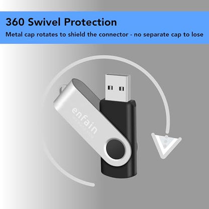 Enfain 16GB USB 2.0 Flash Drive 5000626 USB 2.0 Compact Portable Black