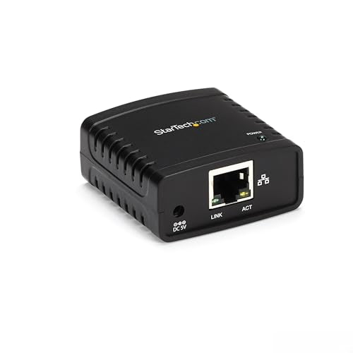 StarTech.com 1-Port USB 2.0 Network Print Server PM1115U2 10/100 Mbps TAA Compliant Wired Ethernet