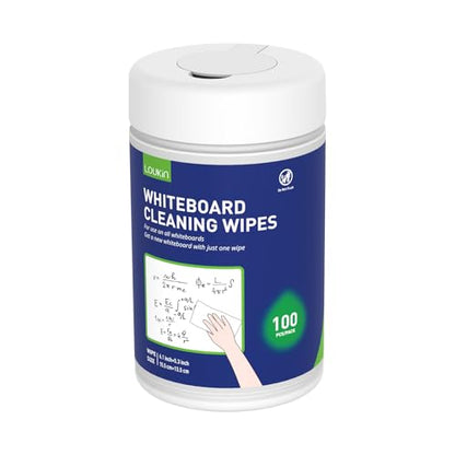 Loukin 100 Count W3203 Unscented Whiteboard Cleaning Wipes Canister
