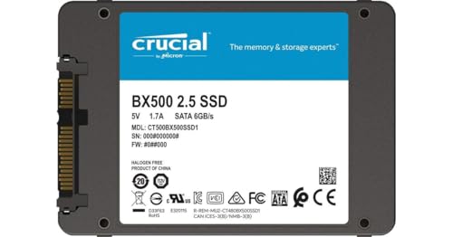 Crucial 500GB BX500 CT500BX500SSD1 2.5 Internal Solid State Drive SATA (SATA/600)