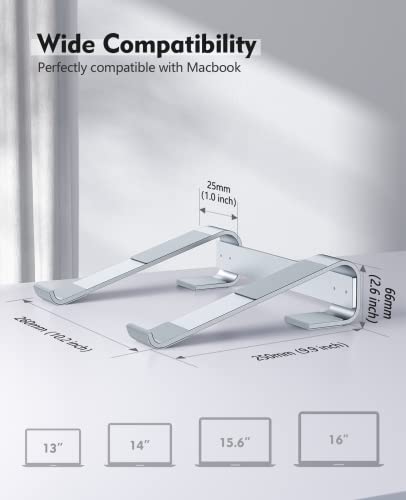 Soqool Laptop Stand 9.8 x 10 x 2.6 inches Ergonomic Aluminum Adjustable Tabletop Laptop Stand