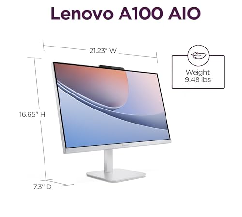 Lenovo 24in AIO PC A100 Intel N100 16GB DDR4 256GB SSD Wi-Fi 6
